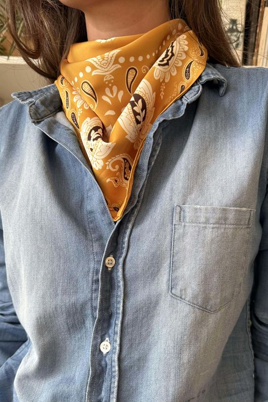 Bandana Triangle Silk Neckerchief Dijon 